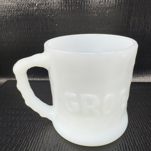 Vintage Grog Johnny Hart BC Comic White Milk Glass Coffee Mug Cup 3D Raised VTG - Picture 5 of 8